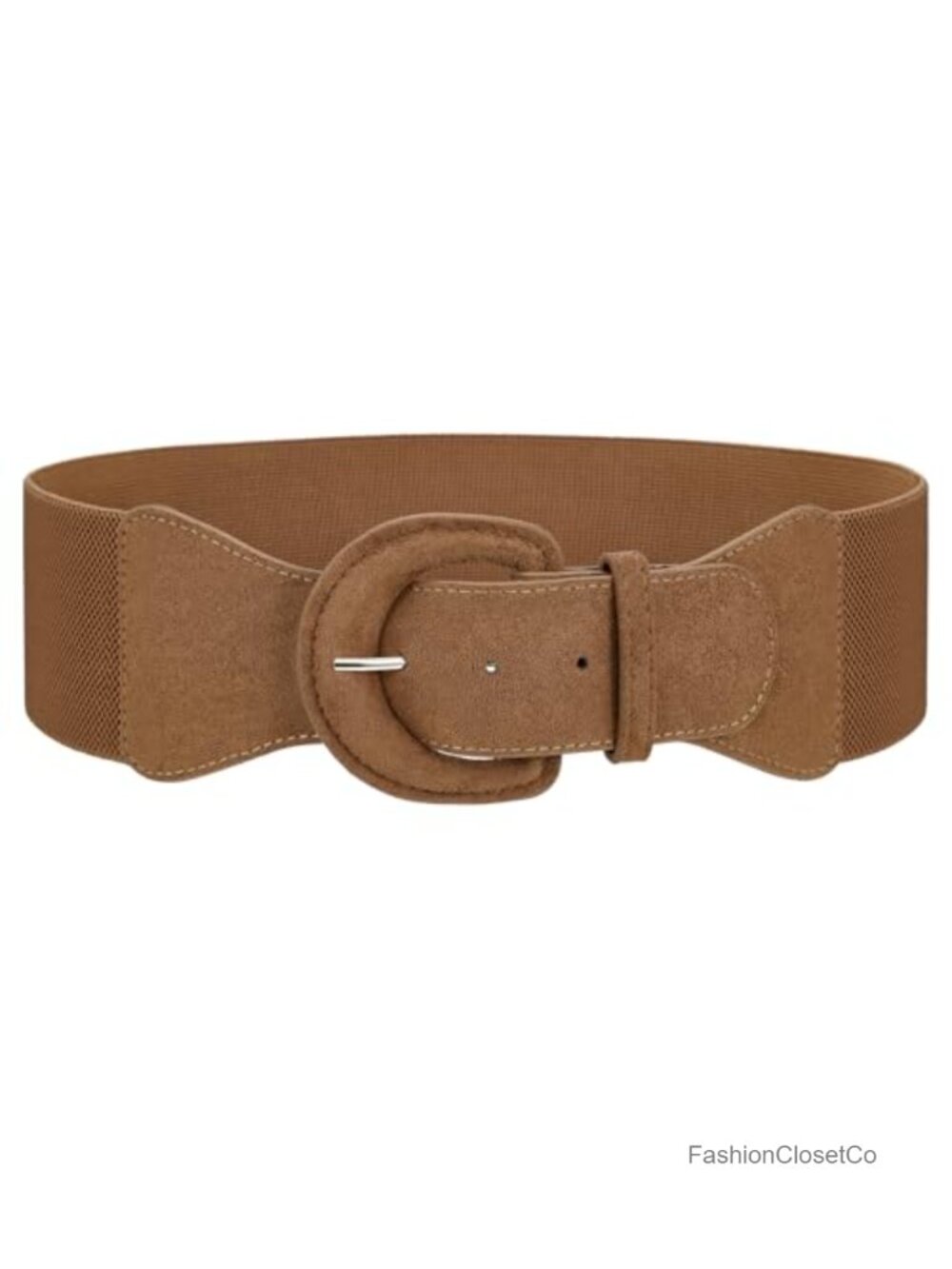 Women Retro Wide Elastic Belt Stretchy Waist PU Leather Vintage Chunky Buckle